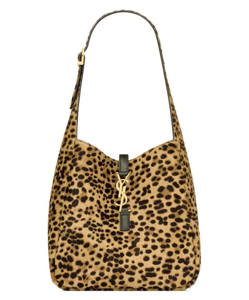 Saint Laurent Le 5 A 7 Supple Small In Pony Hair Leather Coffee